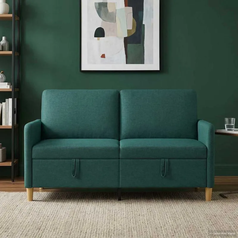 Sofa su saugojimo vieta Tamsiai žalia 152 x 78 x 87 cm