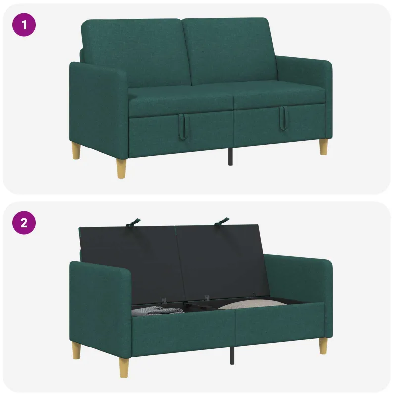 Sofa su saugojimo vieta Tamsiai žalia 152 x 78 x 87 cm