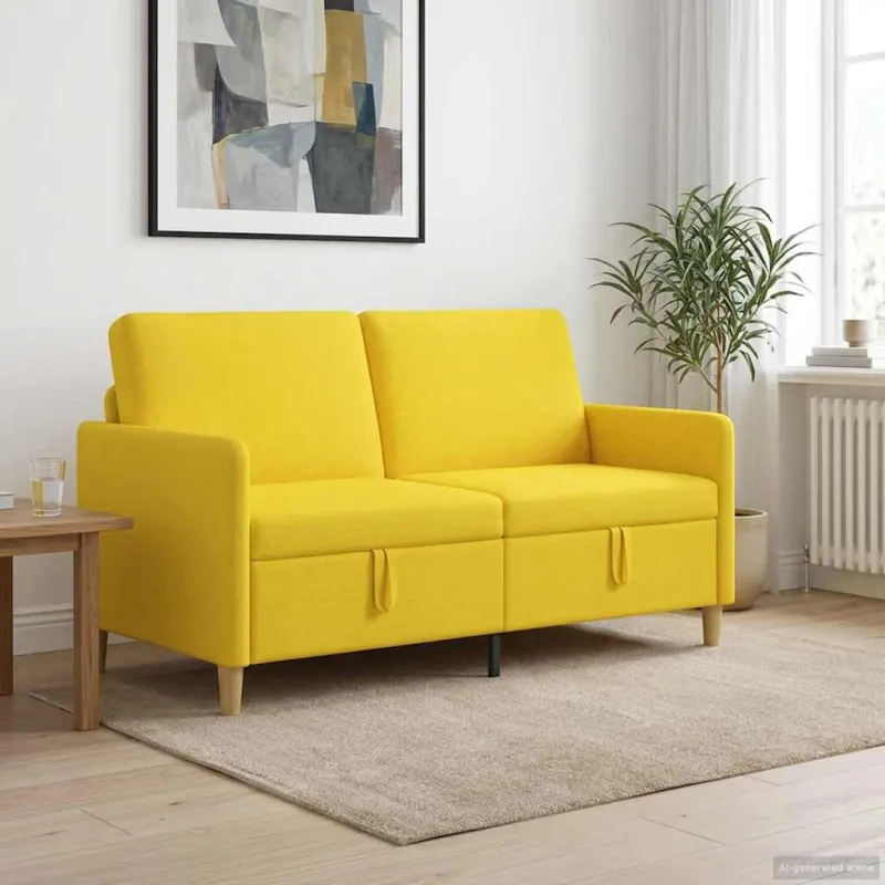 Sofa su saugojimo vieta Šviesi geltona 152 x 78 x 87 cm