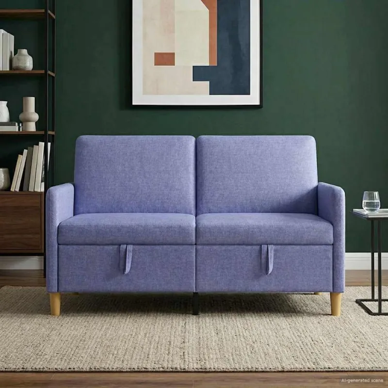 Sofa su saugojimo vieta Džinsinės mėlynos 152 x 78 x 87 cm