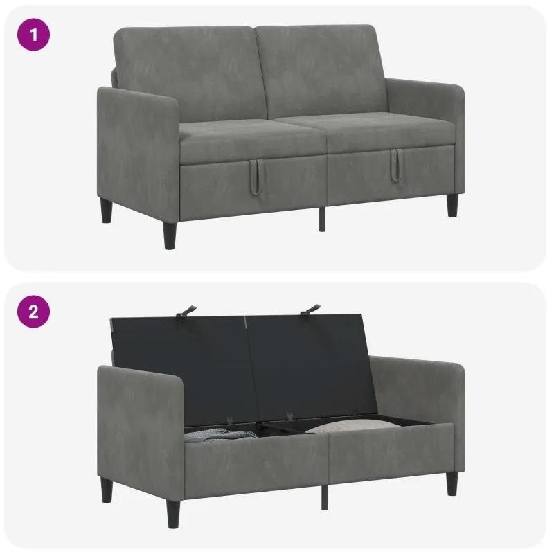 Sofa su saugojimo vieta Tamsiai pilka 152 x 78 x 87 cm