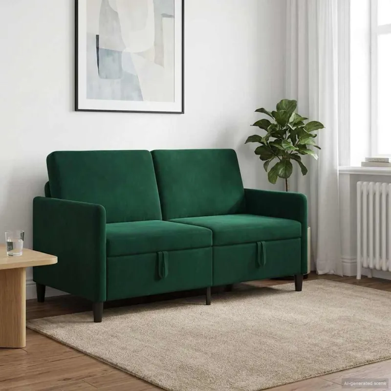 Sofa su saugojimo vieta Tamsiai žalia 152 x 78 x 87 cm