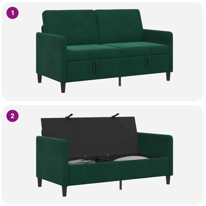 Sofa su saugojimo vieta Tamsiai žalia 152 x 78 x 87 cm