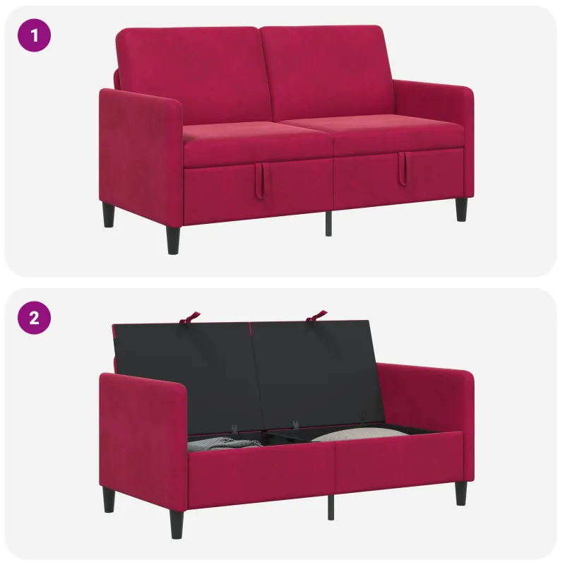 Sofa su saugojimo vieta Vyno raudona 152 x 78 x 87 cm