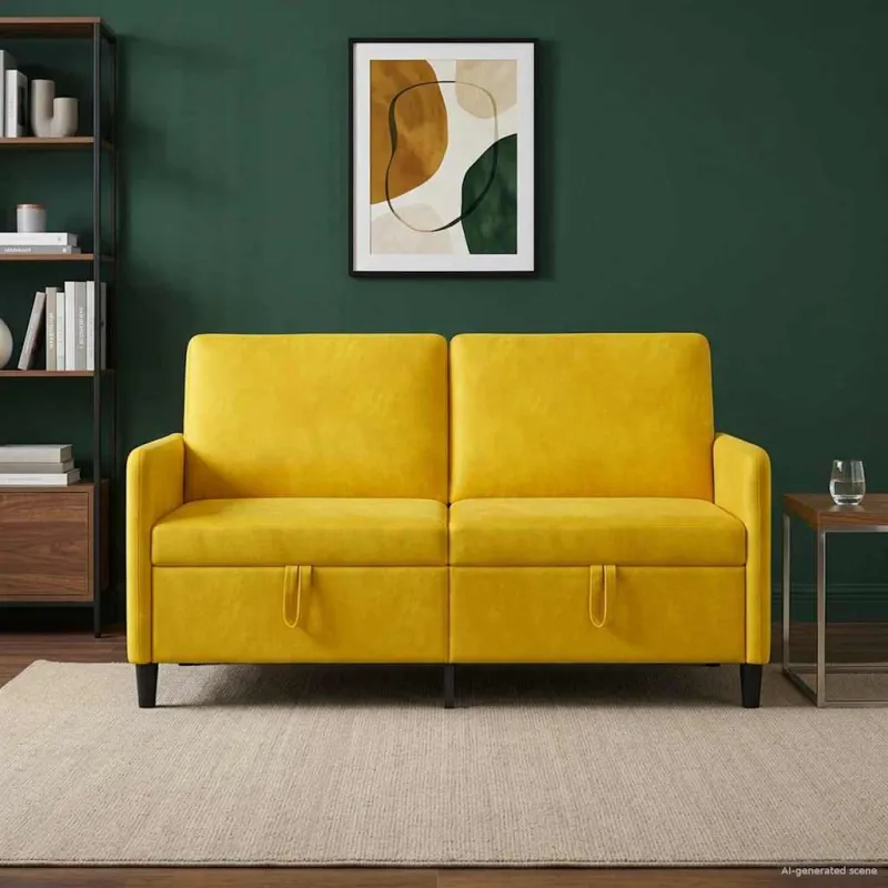 Sofa su saugojimo vieta Geltona 152 x 78 x 87 cm Poliesteris