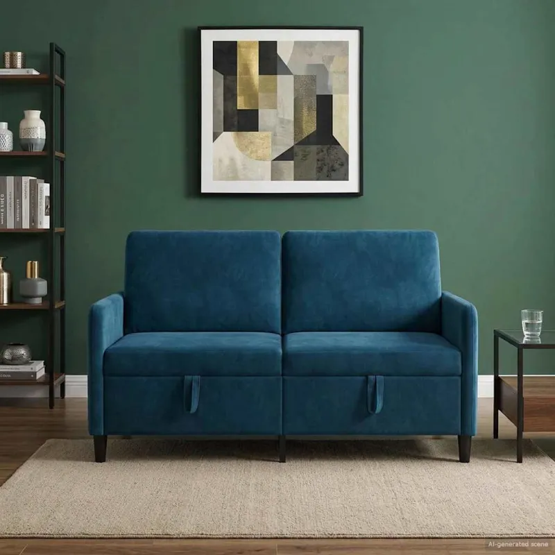 Sofa su saugojimo vieta Mėlyna 152 x 78 x 87 cm Poliesteris