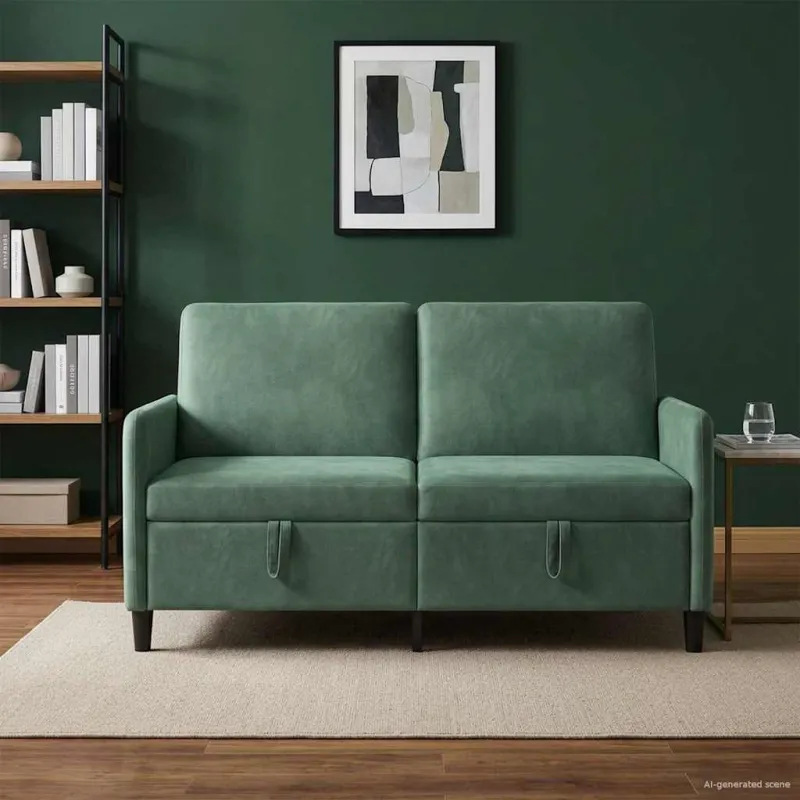 Sofa su saugojimo vieta Jūrinė žalia 152 x 78 x 87 cm