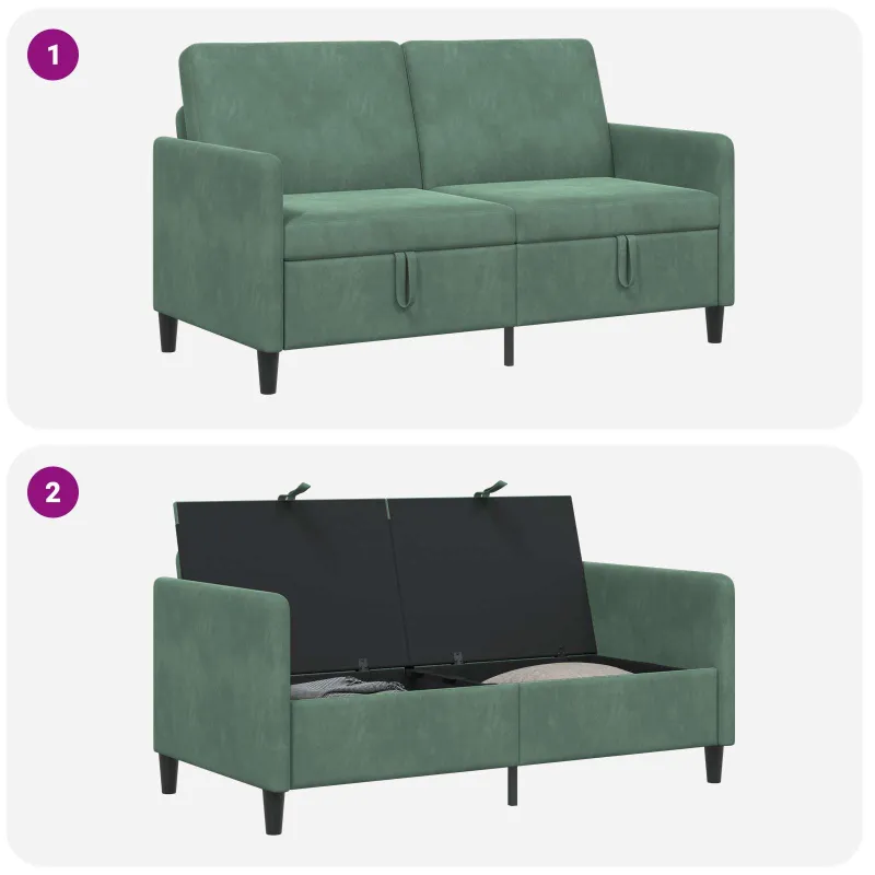 Sofa su saugojimo vieta Jūrinė žalia 152 x 78 x 87 cm