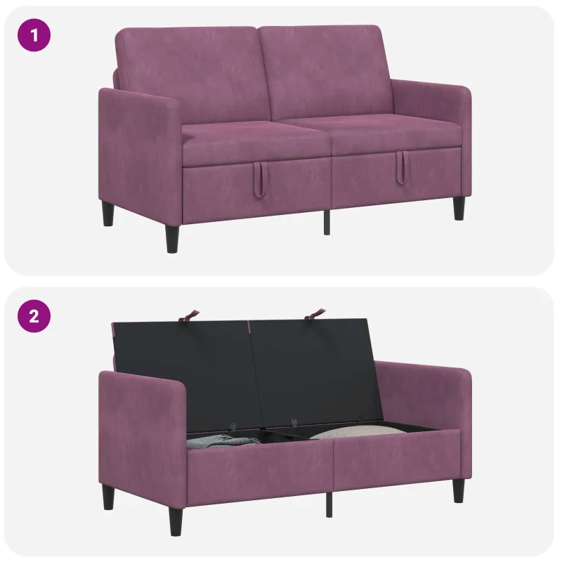 Sofa su saugojimo vieta Violetinė 152 x 78 x 87 cm Poliesteris