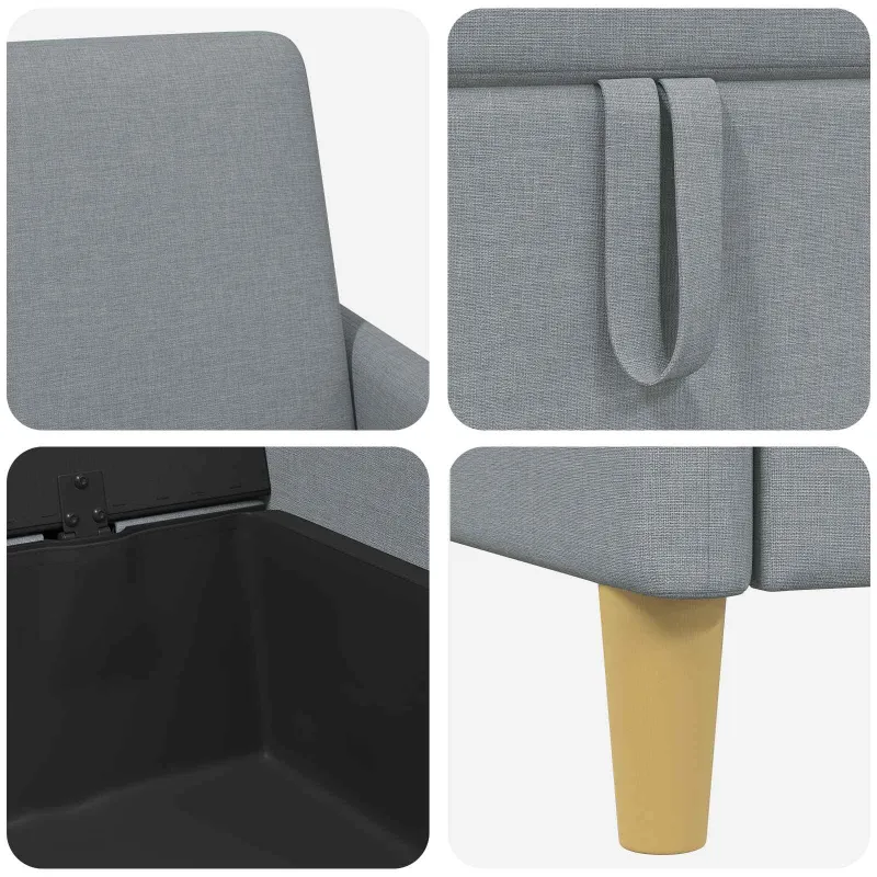 Sofa su saugojimo vieta Šviesiai pilka 172 x 78 x 87 cm