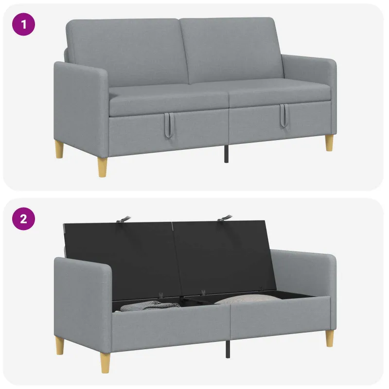 Sofa su saugojimo vieta Šviesiai pilka 172 x 78 x 87 cm