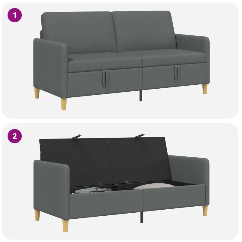 Sofa su saugojimo vieta Tamsiai pilka 172 x 78 x 87 cm