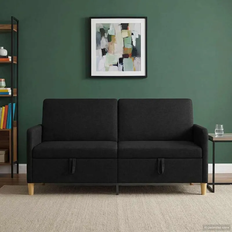 Sofa su saugojimo vieta Juoda 172 x 78 x 87 cm Poliesteris