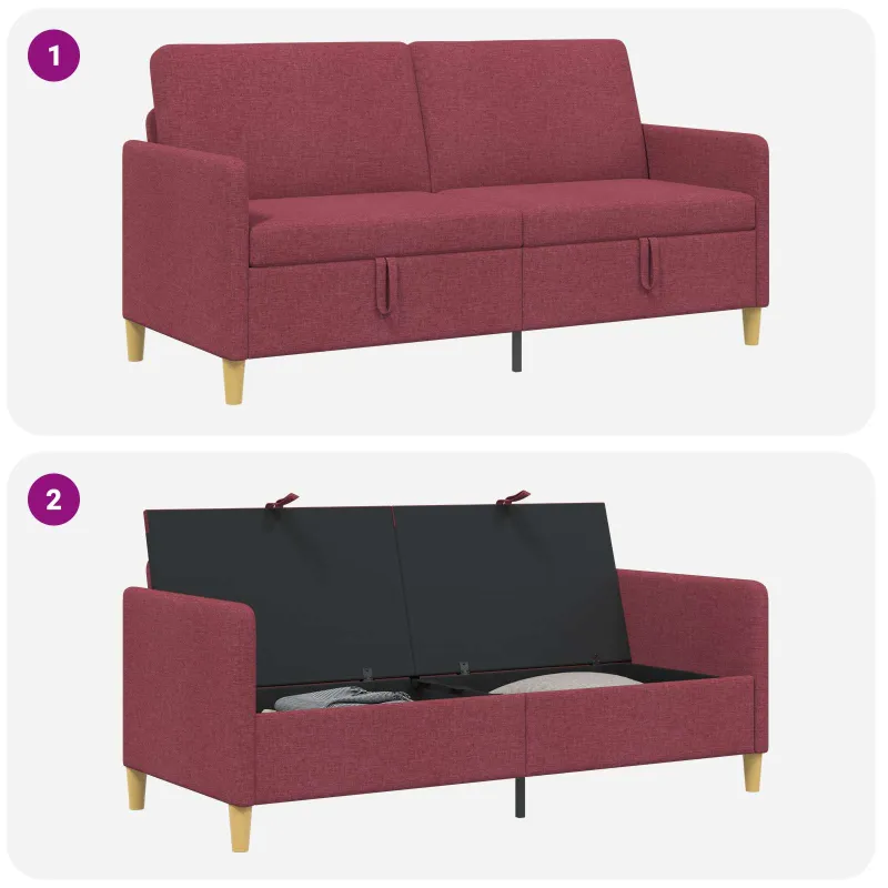 Sofa su saugojimo vieta Vyno raudona 172 x 78 x 87 cm