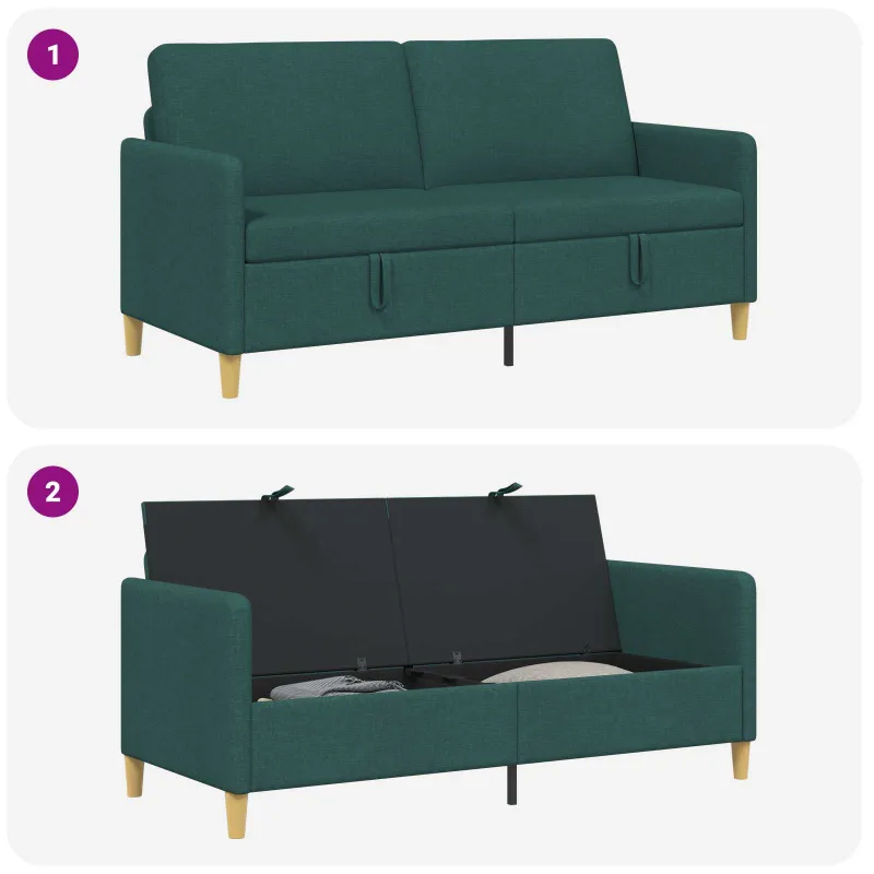 Sofa su saugojimo vieta Tamsiai žalia 172 x 78 x 87 cm