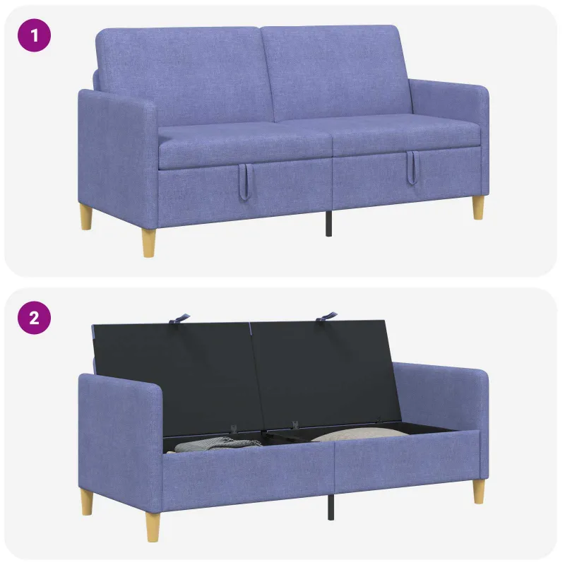 Sofa su saugojimo vieta Džinsinės mėlynos 172 x 78 x 87 cm