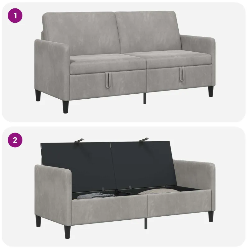 Sofa su saugojimo vieta Šviesiai pilka 172 x 78 x 87 cm