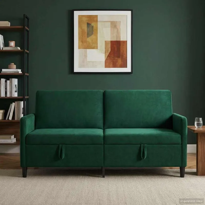 Sofa su saugojimo vieta Tamsiai žalia 172 x 78 x 87 cm