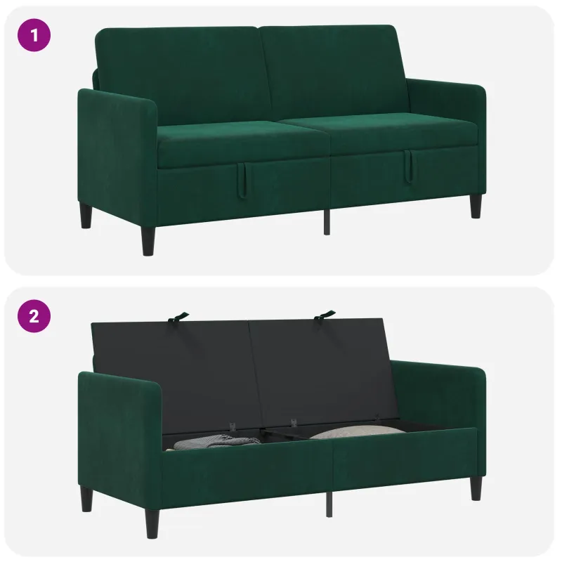 Sofa su saugojimo vieta Tamsiai žalia 172 x 78 x 87 cm