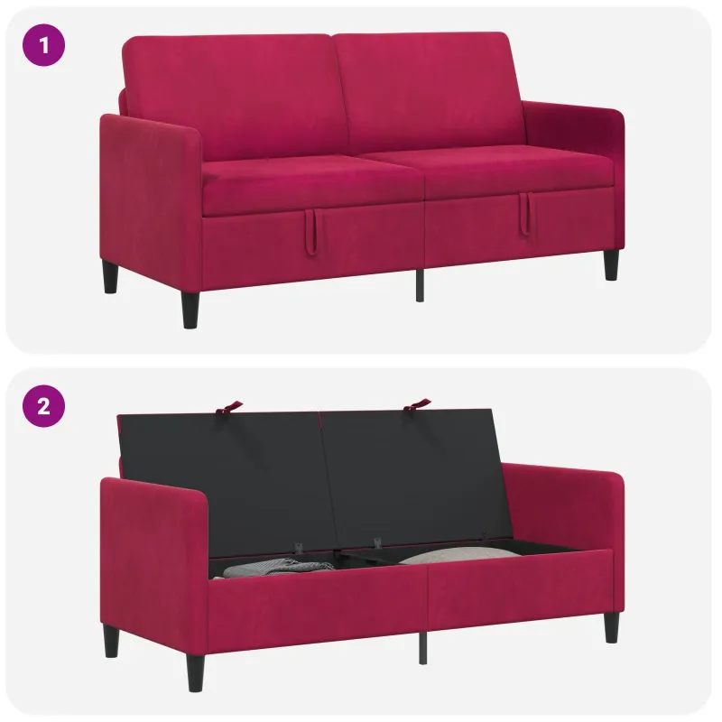 Sofa su saugojimo vieta Vyno raudona 172 x 78 x 87 cm