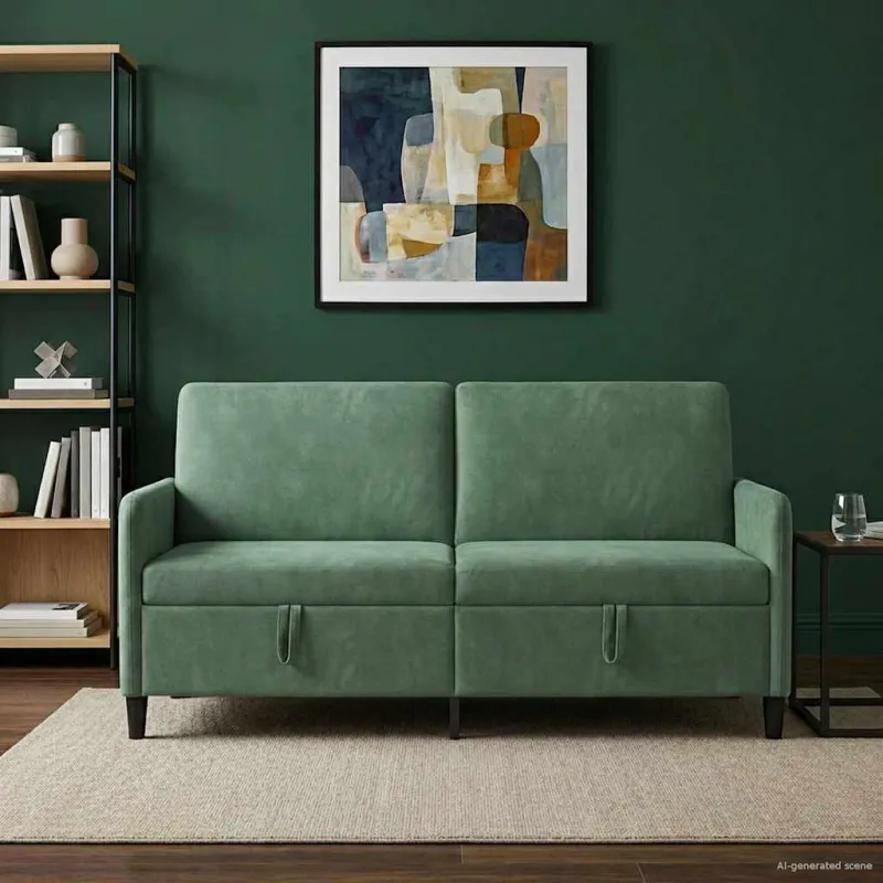 Sofa su saugojimo vieta Jūrinė žalia 172 x 78 x 87 cm