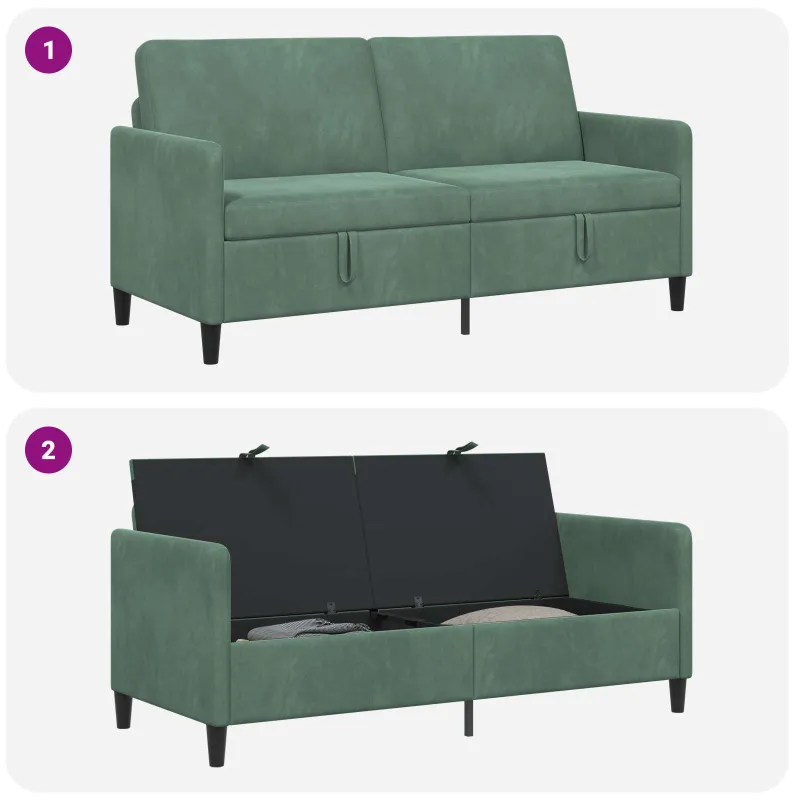 Sofa su saugojimo vieta Jūrinė žalia 172 x 78 x 87 cm