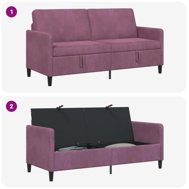 Sofa su saugojimo vieta Violetinė 172 x 78 x 87 cm Poliesteris
