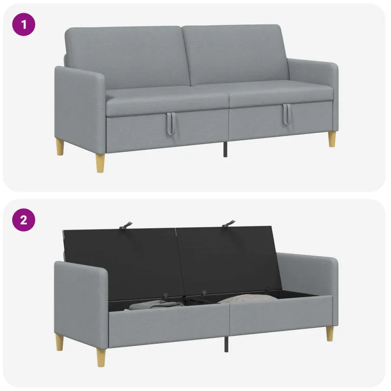 Sofa su saugojimo vieta Šviesiai pilka 192 x 78 x 87 cm