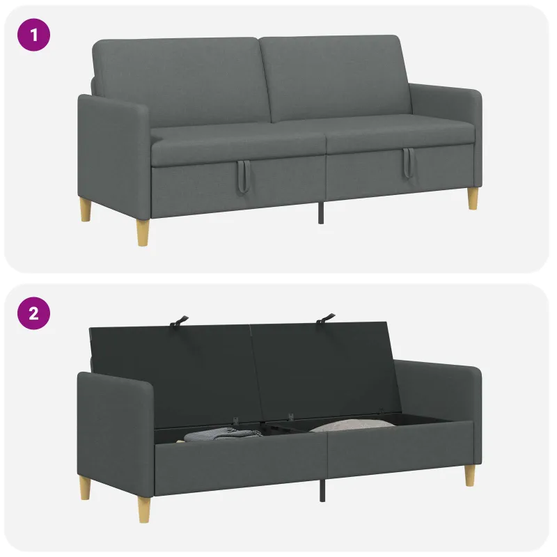 Sofa su saugojimo vieta Tamsiai pilka 192 x 78 x 87 cm