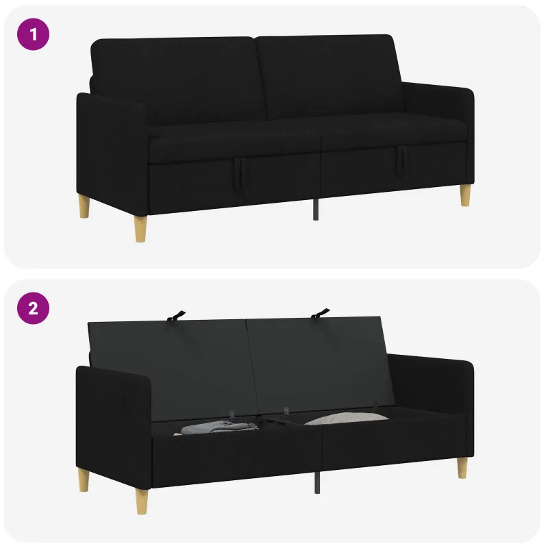Sofa su saugojimo vieta Juoda 192 x 78 x 87 cm Poliesteris