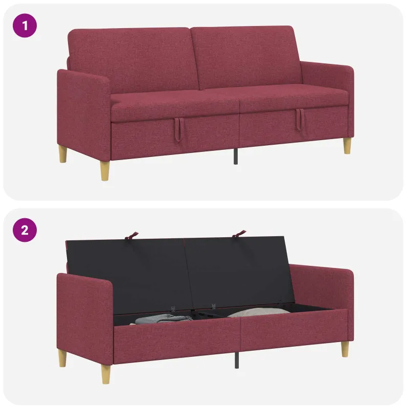Sofa su saugojimo vieta Vyno raudona 192 x 78 x 87 cm