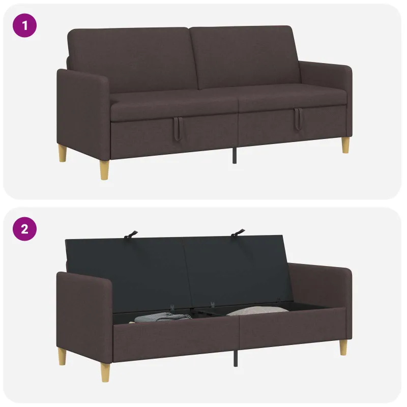 Sofa su saugojimo vieta Tamsiai rudas 192 x 78 x 87 cm