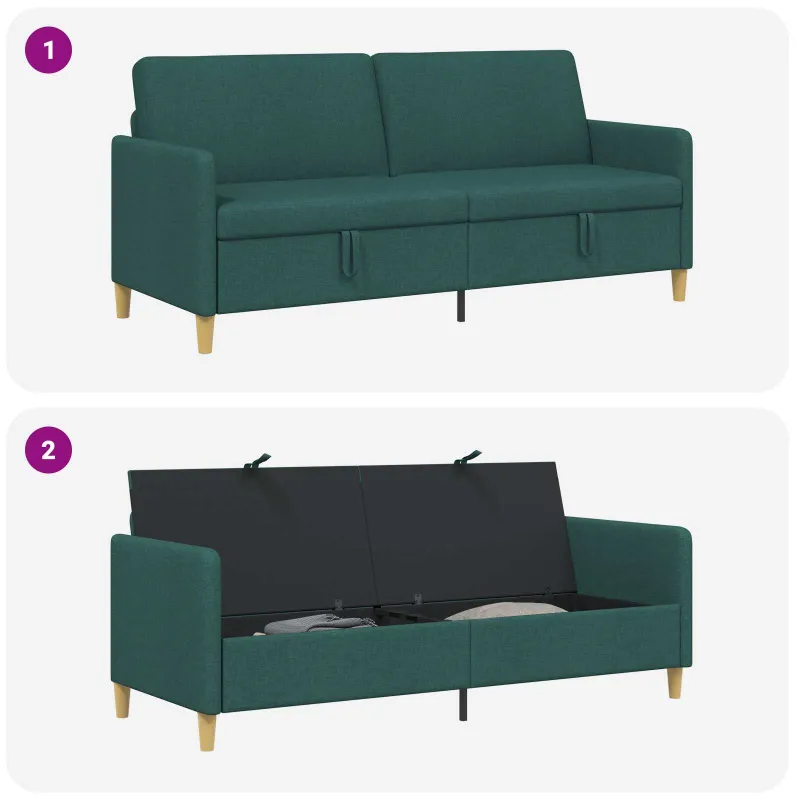 Sofa su saugojimo vieta Tamsiai žalia 192 x 78 x 87 cm