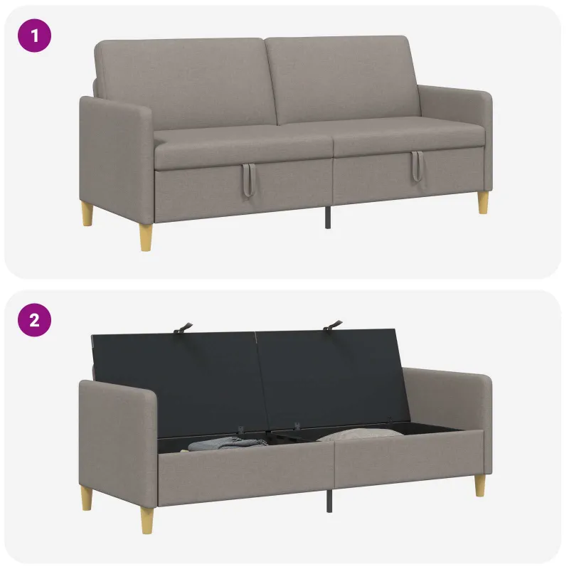 Sofa su saugojimo vieta Taupe 192 x 78 x 87 cm Poliesteris