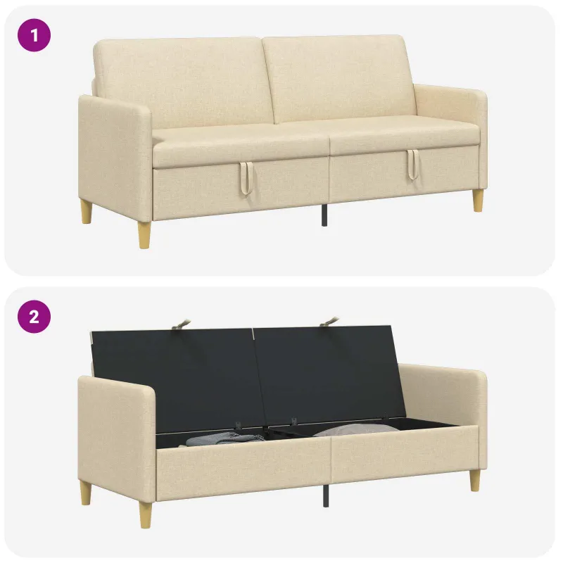 Sofa su saugojimo vieta Kreminė 192 x 78 x 87 cm Poliesteris