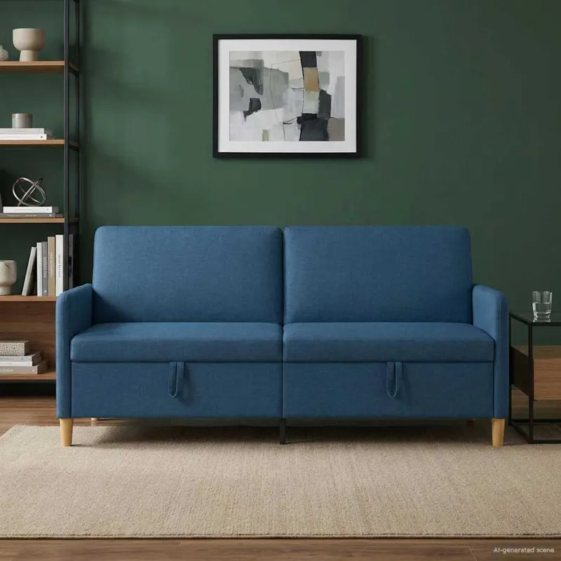 Sofa su saugojimo vieta Mėlyna 192 x 78 x 87 cm Poliesteris