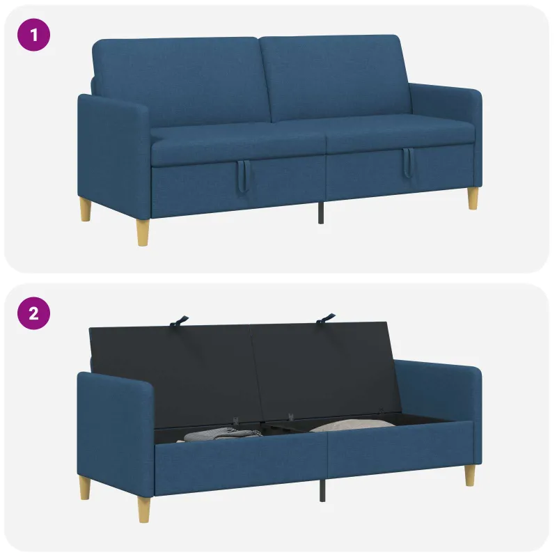 Sofa su saugojimo vieta Mėlyna 192 x 78 x 87 cm Poliesteris