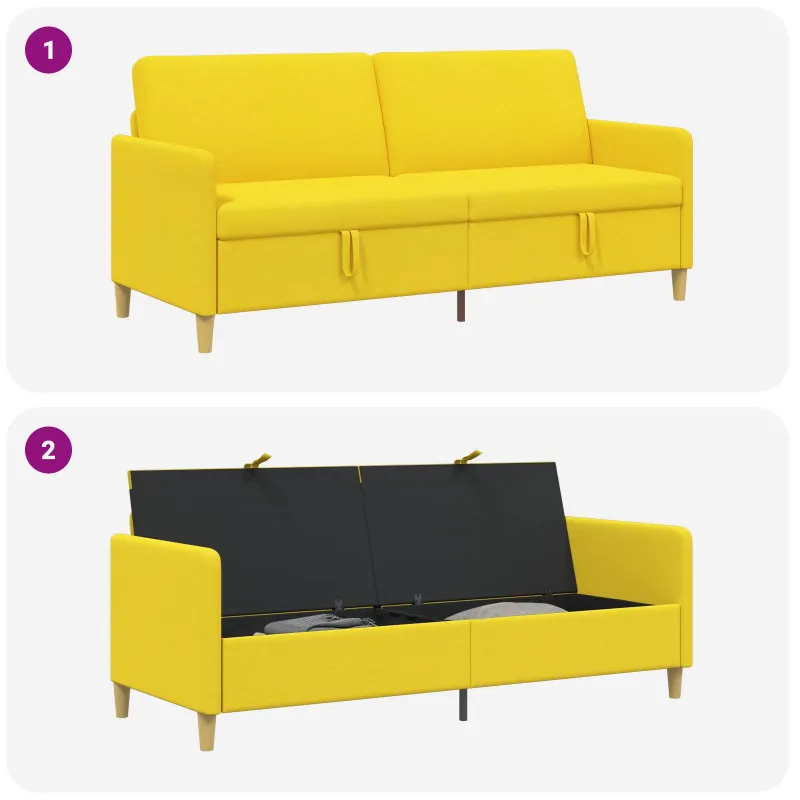 Sofa su saugojimo vieta Šviesi geltona 192 x 78 x 87 cm