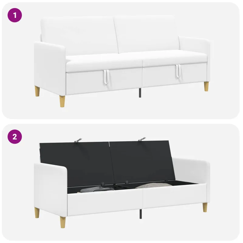 Sofa su saugojimo vieta Balta 192 x 78 x 87 cm Poliesteris