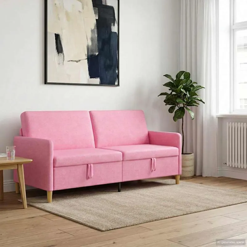 Sofa su saugojimo vieta Rožinė 192 x 78 x 87 cm Poliesteris