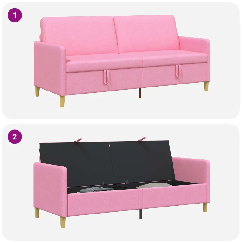 Sofa su saugojimo vieta Rožinė 192 x 78 x 87 cm Poliesteris