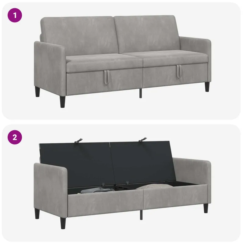 Sofa su saugojimo vieta Šviesiai pilka 192 x 78 x 87 cm