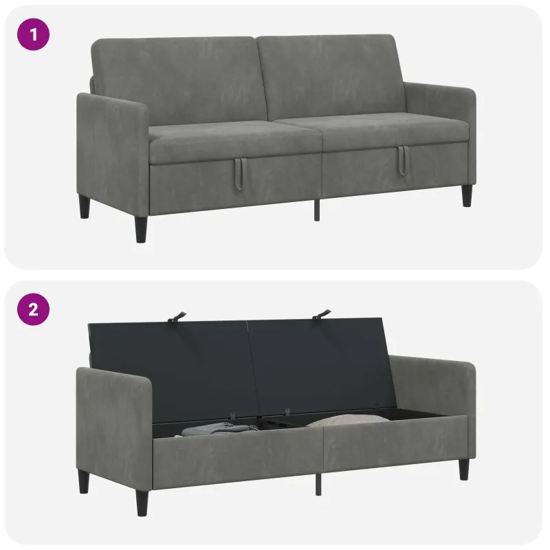Sofa su saugojimo vieta Tamsiai pilka 192 x 78 x 87 cm