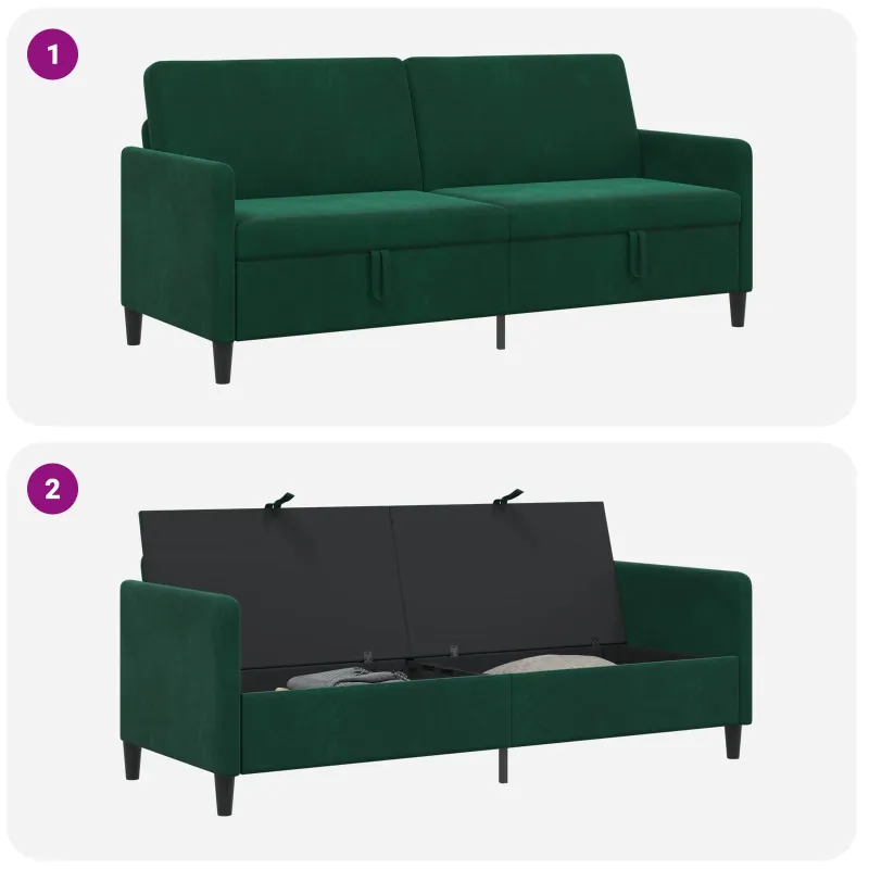 Sofa su saugojimo vieta Tamsiai žalia 192 x 78 x 87 cm