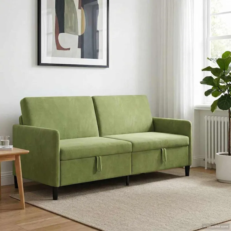 Sofa su saugojimo vieta Šviesiai žalia 192 x 78 x 87 cm