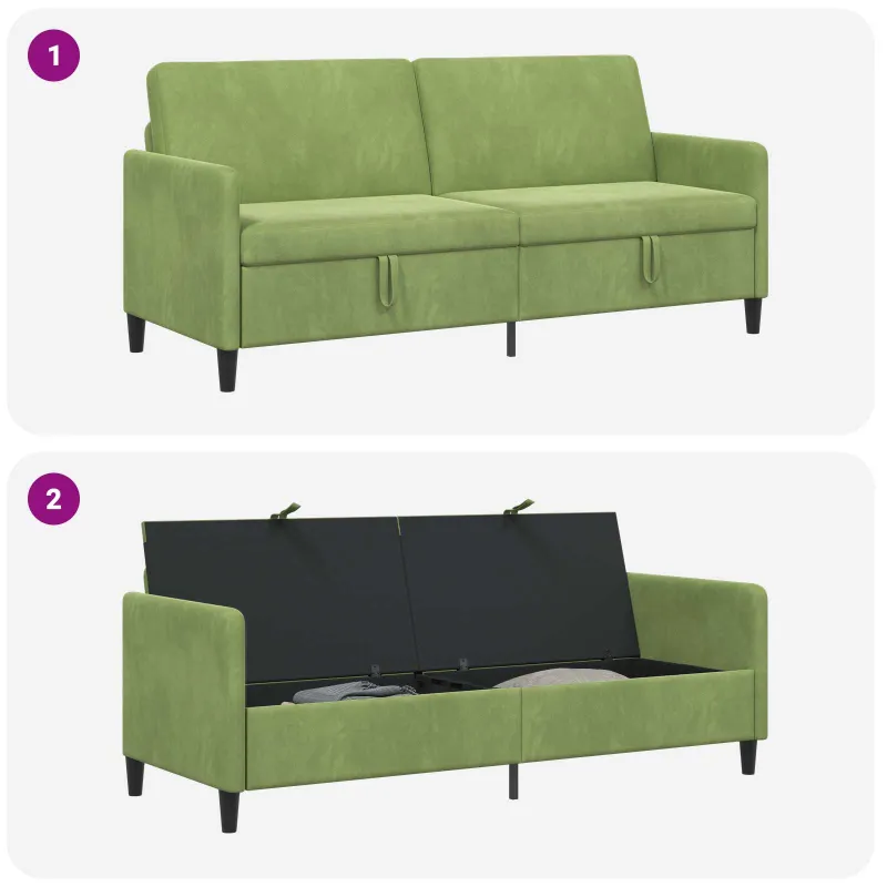 Sofa su saugojimo vieta Šviesiai žalia 192 x 78 x 87 cm
