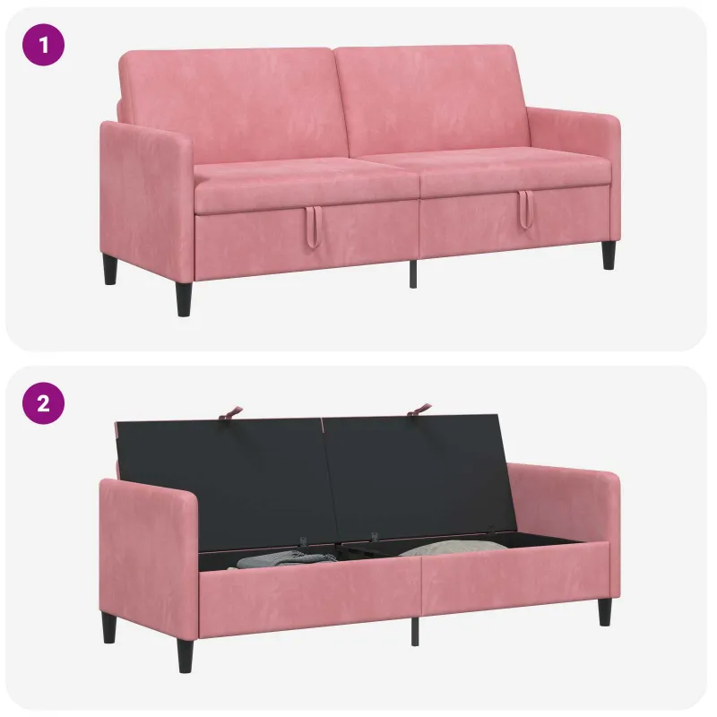 Sofa su saugojimo vieta Rožinė 192 x 78 x 87 cm Poliesteris