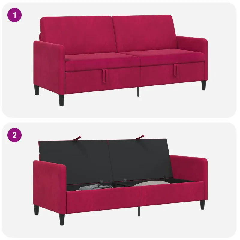 Sofa su saugojimo vieta Vyno raudona 192 x 78 x 87 cm