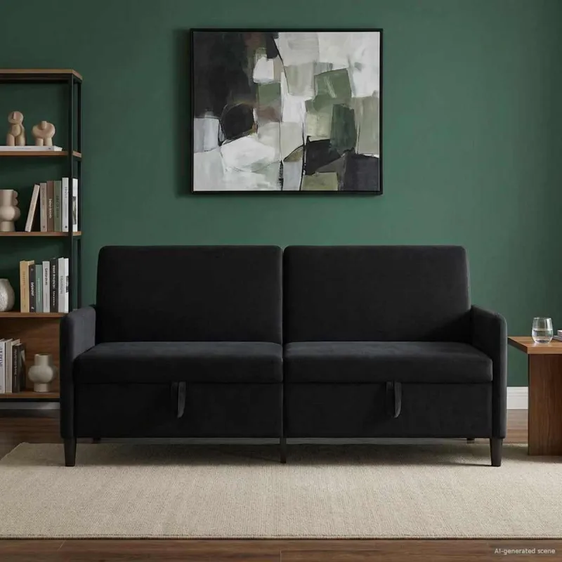 Sofa su saugojimo vieta Juoda 192 x 78 x 87 cm Poliesteris