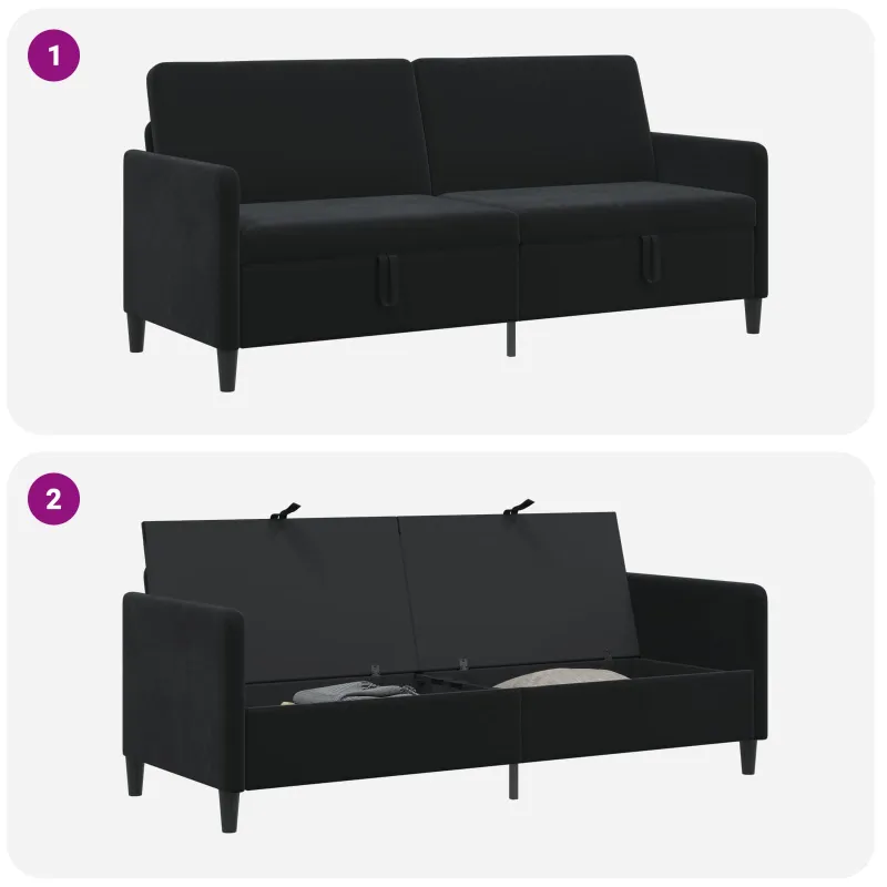Sofa su saugojimo vieta Juoda 192 x 78 x 87 cm Poliesteris